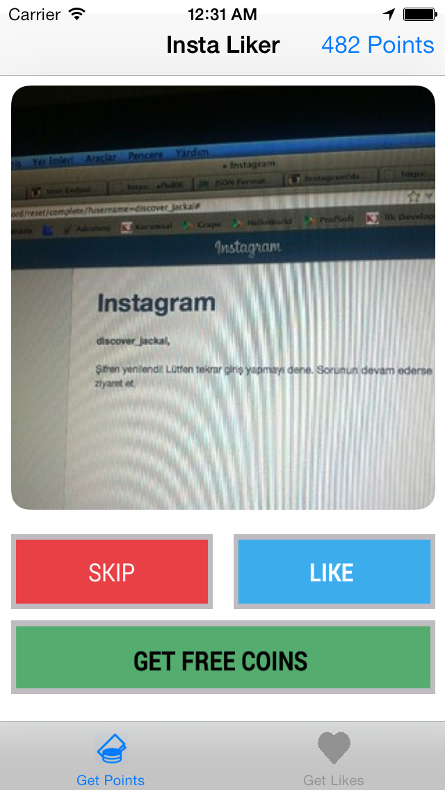 screenshots - insta liker
