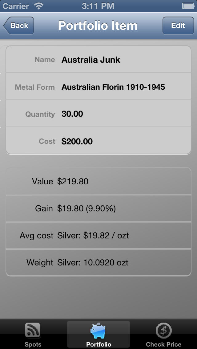 Junk And Silver Coin Calculator Lite Report On Mobile Action Screenshot For Junk And Silver Coin Calculator Lite In United States