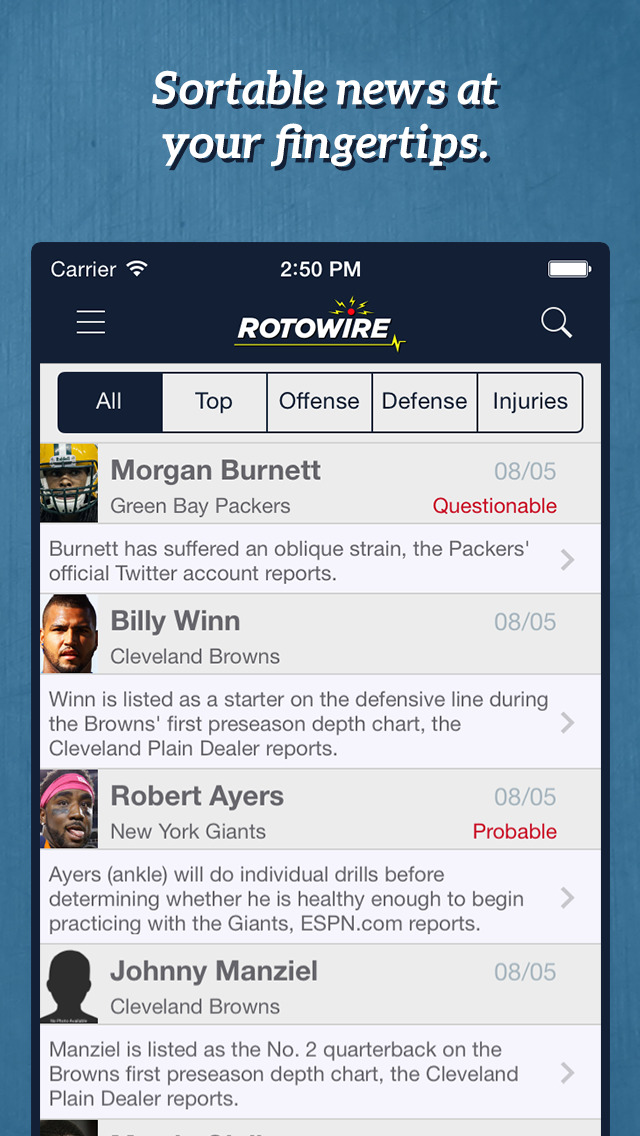 RotoWire Fantasy Football Assistant 2014 screenshot-3