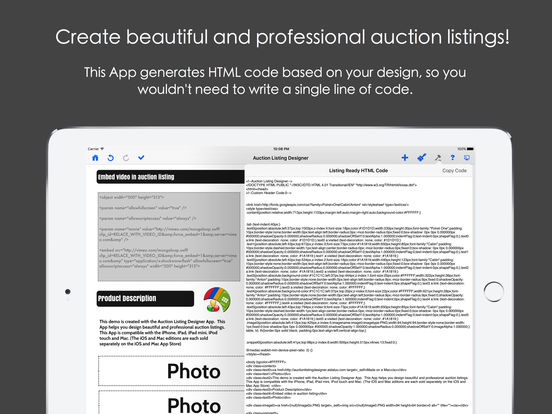 Auction Listing Designer Screenshots